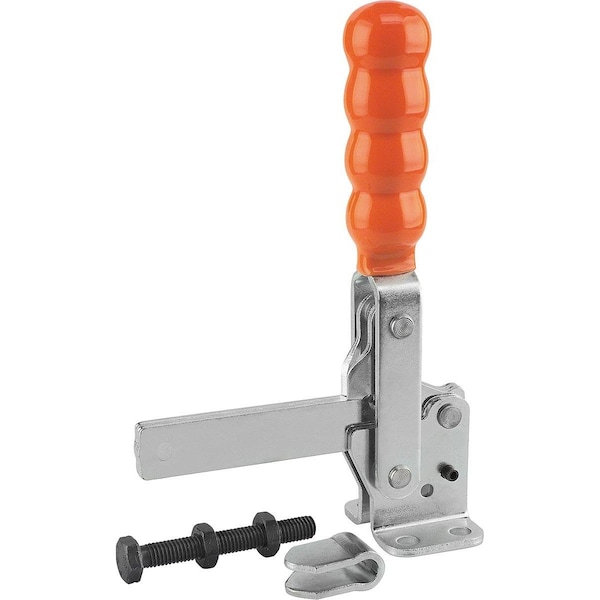 Toggle Clamp Standard Steel, Horizontal Foot, Comp:Plastic, Comp:Orange